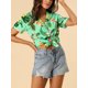 thumbnail image 5 of CAMISAS DE MUJER INSPIRADORAS CHIC Hawaianas de Manga Corta con Botones de Flores Tropicales S Mint, 5 of 7