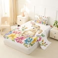 thumbnail image 2 of Erosebridal 3-Piece Easter Rabbit Twin Sheet Set For Teens, Colorful Flowers Bedding For Children Kids Breathable Home Decor, 2 of 5