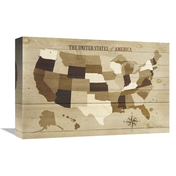 Global Gallery's 'USA Modern Vintage Wood' By Michael Mullan Stretched Canvas Wall Art