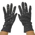 thumbnail image 2 of AWZXDE Solid Color Sequin Gloves Sparkly Performance Gloves, for 80s 90s Outfit and Party Ensemble Black, 2 of 3