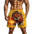 thumbnail image 3 of UVEASISHA Mens Beach Shorts with Pockets Fashion Animal Printed Drawstring Swim Trunks Loose Fit Breathable Lightweight Swimwear Shorts Yellow XXL, 3 of 9