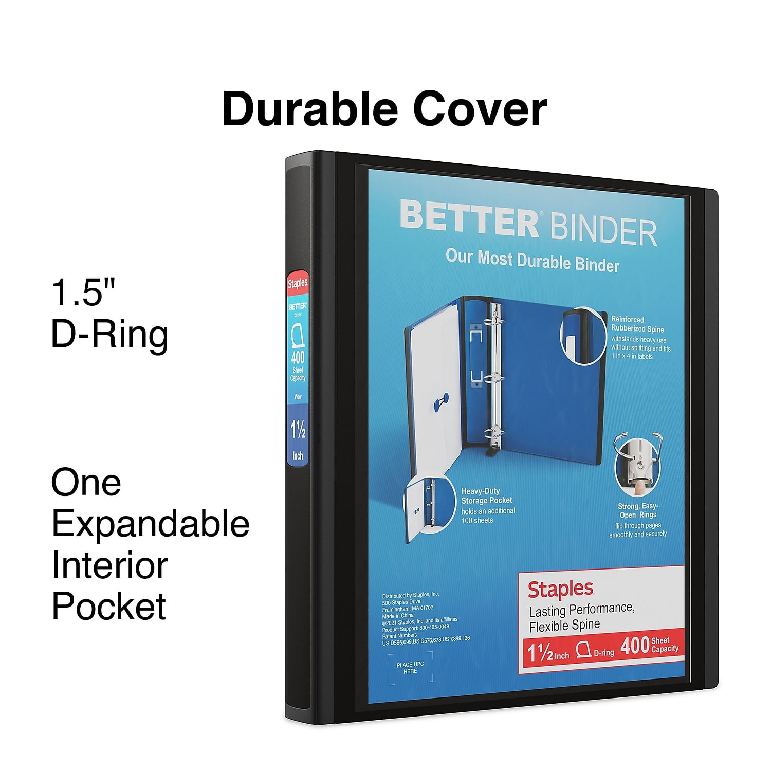 Staples 1.5" 3-Ring Better Binder Black (13394) 648821