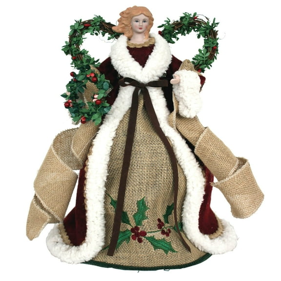 16 inch Country Poinsetta Angel - brown