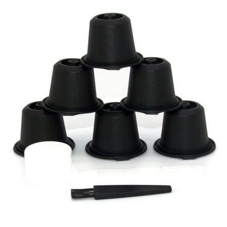 

6PCS for Refillable Reusable Coffee Capsule Coffee Filter Cup Machine Capsule Plastic Filter Black