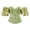 Green, variant on Women's Off Shoulder Corset Top with Tulle Puff Sleeves Vintage Floral Brocade Bustier Renaissance Party Events White