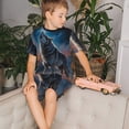 thumbnail image 4 of Balery Lonely Night Sky Wolf Conjunto de Pijama Infantil de Manga Corta con Estampado – Ropa de Dormir de Algodón Suave-Large, 4 of 6