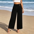 thumbnail image 7 of Wide Leg Sweatpants for Women Fashion Solid Color Elastic High-waist Casual Pocket Straight Leg Pants Summer Beach Vacation Clothes, 7 of 7