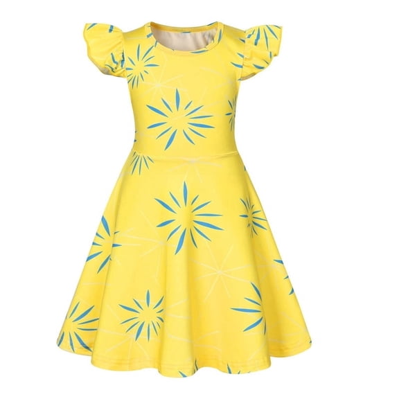 Benylion Girls Joy Costume Disgust Summer Dresses Toddler Princess Dress up for Girls Halloween Birthday Role Play Party Flutter Sleeve Outfit for 7-8 Years