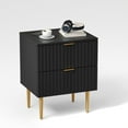 thumbnail image 3 of GarveeHome Modern Fluted Nightstand with Charging Station & 2 Drawers, Gold & Wood Bedside Table with USB Ports & Outlets, Black, 3 of 8