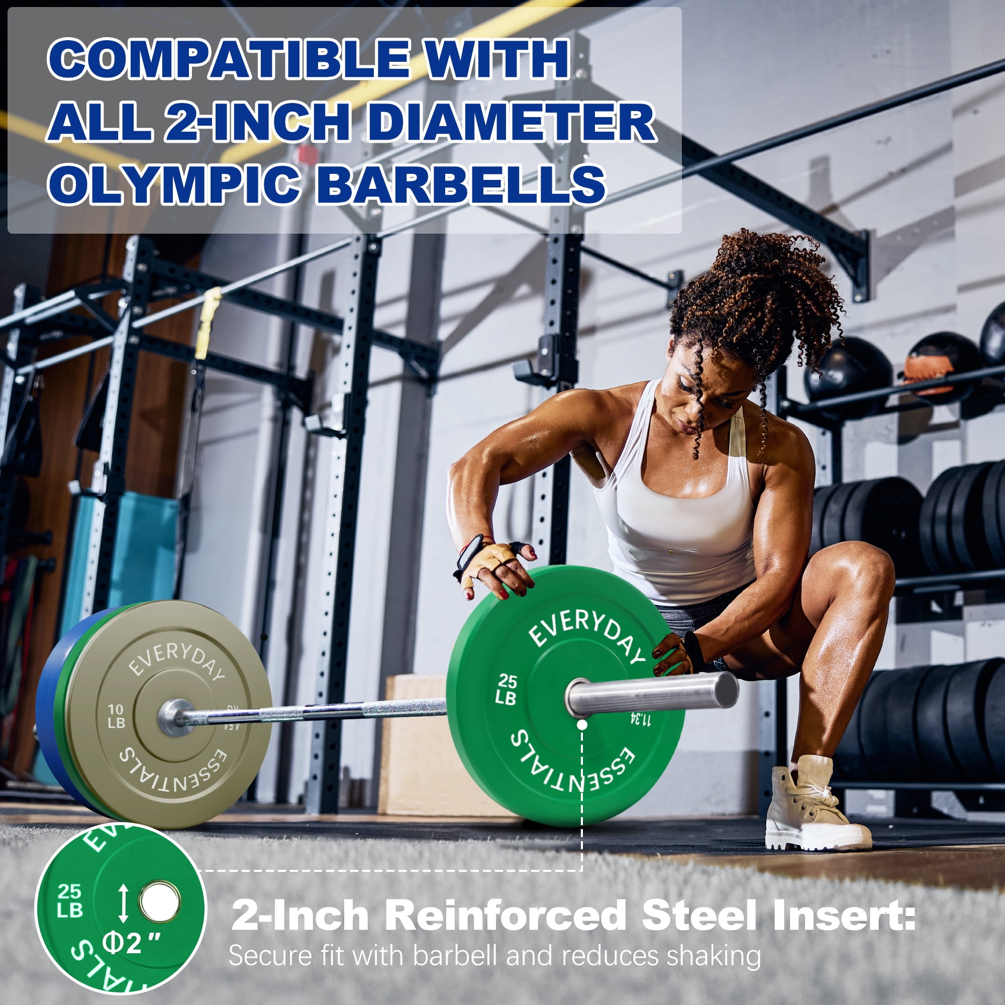 BalanceFrom Olympic Bumper Plate Weight Plate with Steel Hub, Color Coded, 160 lbs Set