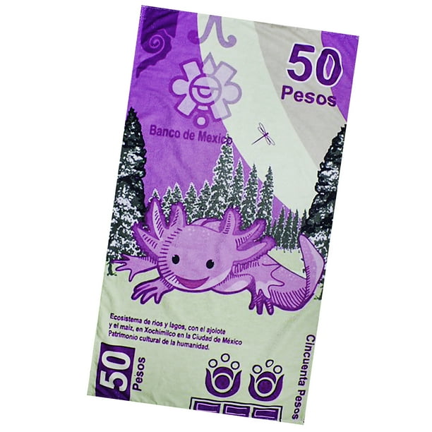 Toalla De Baño Diseño Billete 50 Pesos Ajolote Microfibra Nubisuave TBMP-AJ