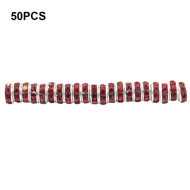 50 Pcs Perles Intercalaires en Strass Rondelle Fait Main Bijoux Cristal Multi-Couleurs Cristal Multi-Couleurs Perles en Vrac Boucles d'Oreilles Accessoires de Collier Rouge