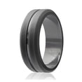 thumbnail image 1 of Alianza de boda de silicona - Línea media grabada - Gris de ROQ para hombre - Anillo de 10 mm, 1 of 2