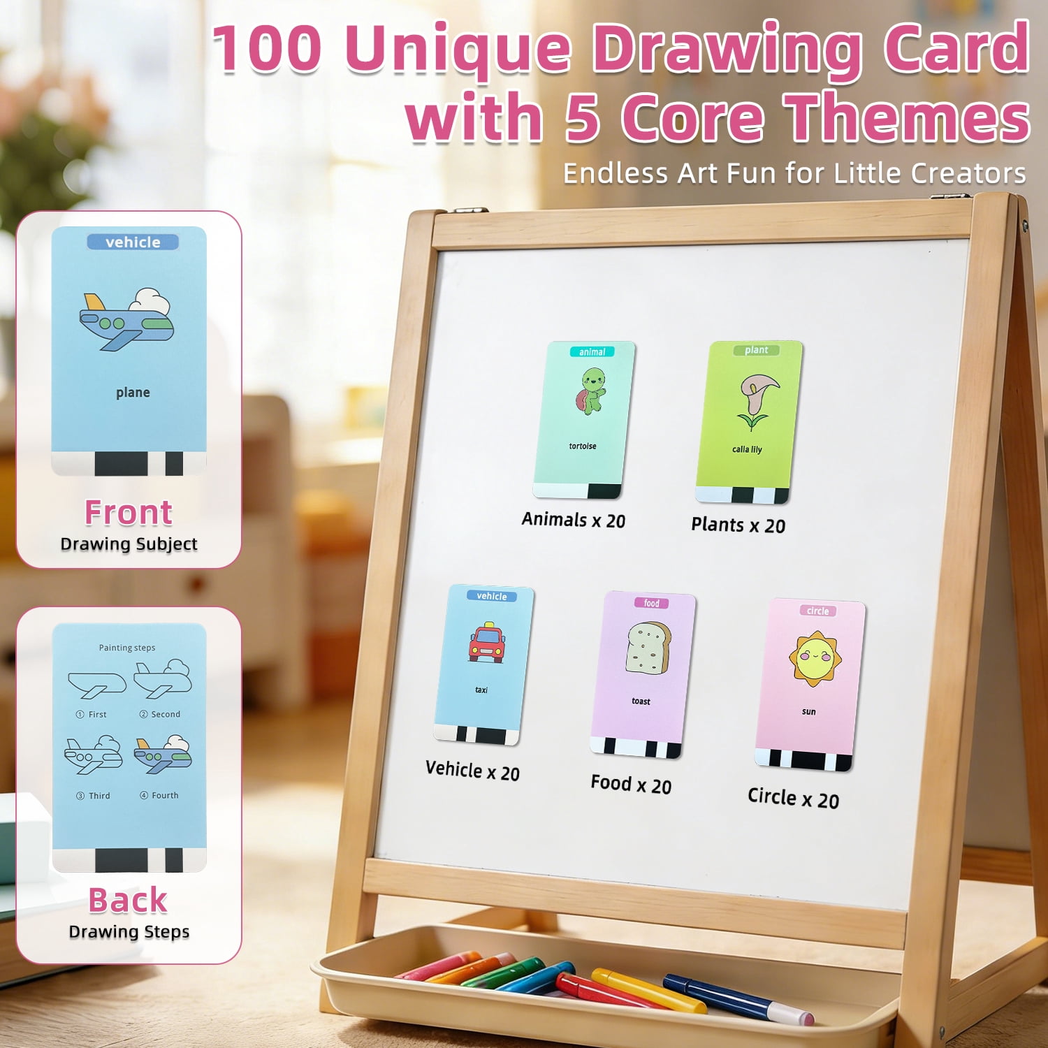 Educational Drawing Robot for Kids Ages 3-8 | Voice Interactive Learning Toys with 100 Word Cards & 12 Color Pens | Montessori Painting Machine for Boys Girls | Birthday Party Gifts (Pink)