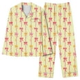 thumbnail image 5 of Hyknon Womens Pajama Sets Home Fashion Cute Bow Printed Soft Comfortable Two Piece Set Daily Home Wear Long Sleeve Turndown Collar Tops with Pajama Pants, 5 of 5