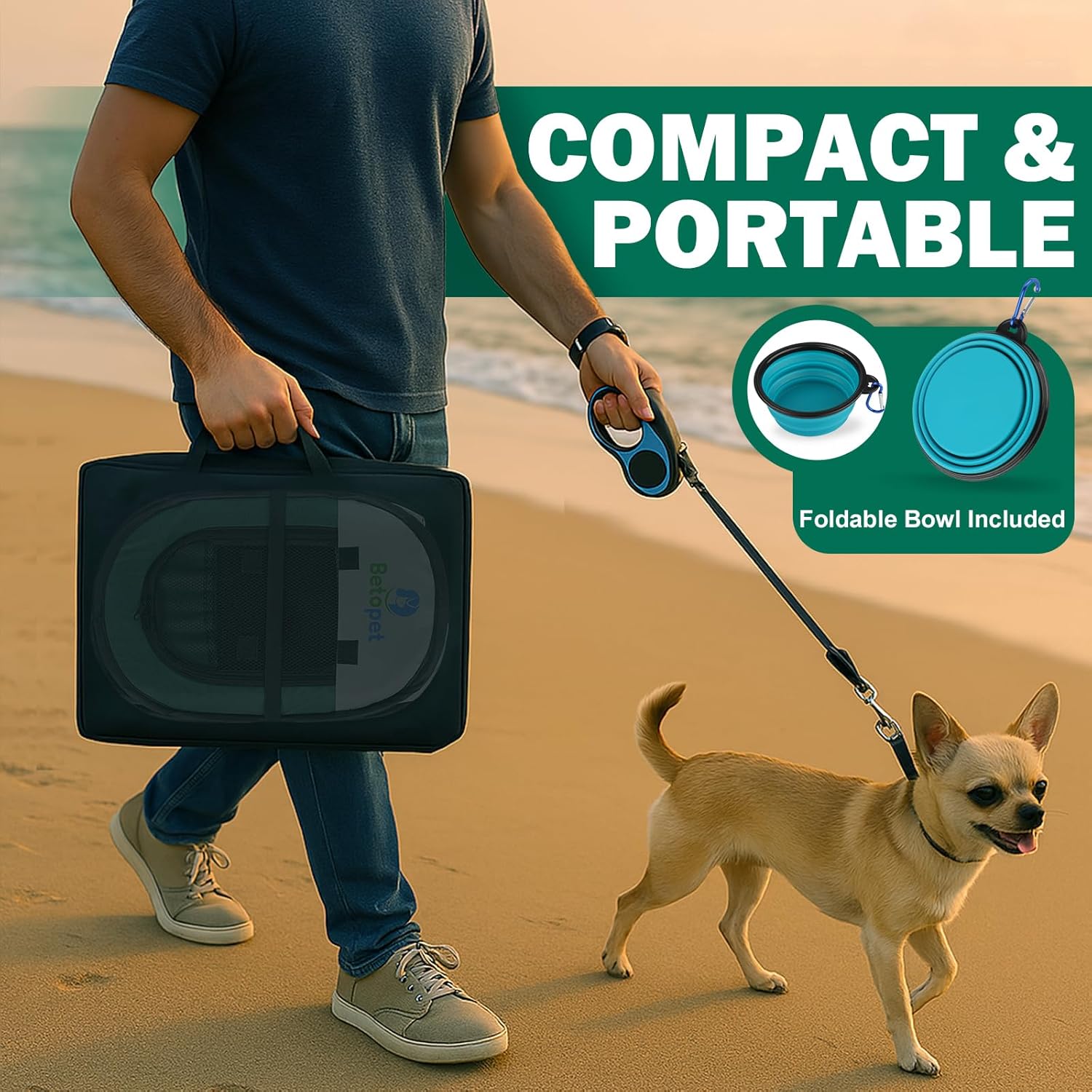 Foldable Pet Playpen for Small Dogs Cats Guinea  Rabbits Hamster with Carrying  & Bowl