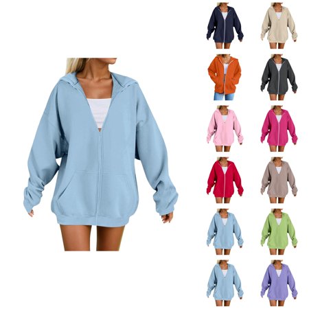 Womens Business Casual Tops Women s Solid Color Sweatshirt Women s Hoodie Soft Comfortable Pullover Sweatshirt Casual Loose Fit Long Sleeve Warm Winter Fall Outerwear