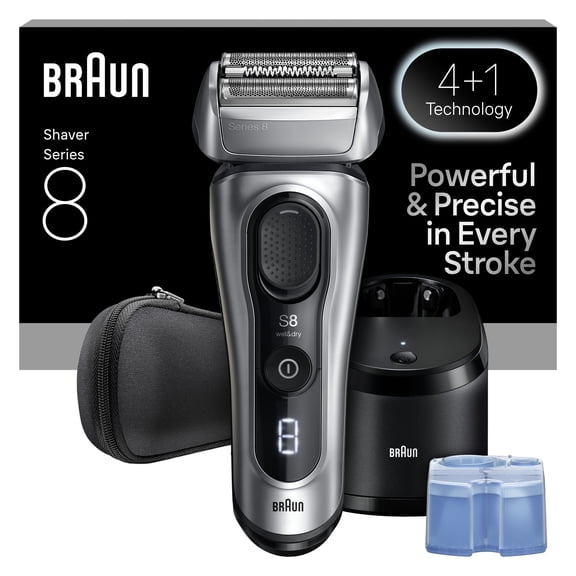 Braun Electric Shaver, Series 8 8567cc Long Hair Trimmer Wet & Dry, Galvano Silver