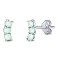 thumbnail image 2 of 7mm Art Deco New Style Stud Earring Created White Opal Solid 925 Sterling Silver, 2 of 5