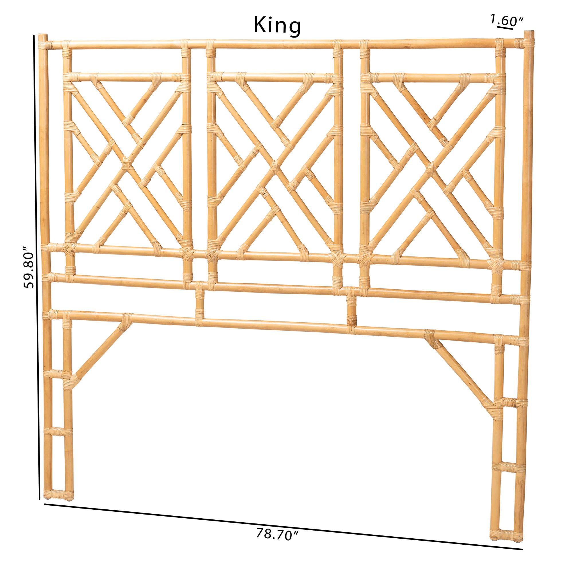 bali & pari Karavo Boho Standalone Headboard, King, Natural Rattan