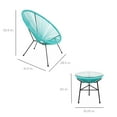 thumbnail image 7 of Best Choice Products 3-Piece All-Weather Patio Acapulco Bistro Furniture Set w/ Rope, Glass Top Table - Light Blue, 7 of 7