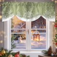 thumbnail image 6 of Green Snowflakes Tie Up Valances Curtain, Winter Xmas Green White Nature Snow Scene Adjustable Rod Pocket Short Window Treatment Tie Up Curtains Valances for Kitchen Living Room Bathroom 42x12 Inches, 6 of 9