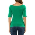 thumbnail image 4 of MODA NOVA Juniors Half Sleeves Scoop Neck Fitted Layering Top T-Shirt, 4 of 7