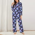 thumbnail image 2 of Sikiie blue Skull flower Women's Long-Sleeve Shirt and Full-Length Bottom Pajama Set (s-xxl)-XX-Large, 2 of 7