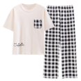 thumbnail image 5 of Pantalones de manga corta de primavera y verano para mujer, ropa de abrigo informal de algodón, conjunto de ropa para el hogar con bonitos dibujos animados para mujer, 5 of 5