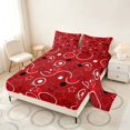 thumbnail image 2 of Manfei Cute Geometric Star Queen Sheets, Circular Dot Queen Sheet Sets, Red Black White, Black Reversible 4-Piece1 Flat Sheet + 1 Fitted Sheet + 2 Pillowcases, 2 of 6