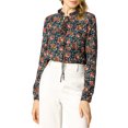 thumbnail image 6 of Allegra K Women's Tie Ruffled Neckline Polka Dots Floral Blouse Tops, 6 of 7
