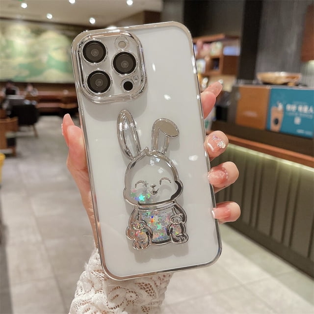 Funda de teléfono de arena movediza de oso de dibujos animados para iPhone 11, 12, 13, 14 Pro, Xs Max, 7, 8, 14 Plus, XR, X, película protectora de lente, cubierta transparente a prueba de golpes Fivean unisex
