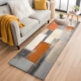 thumbnail image 3 of Burnt Orange Grey Area Rugs 2x6 for Kitchen Runner Rug, Oil Painting Modern Abstract Art Non Slip Washable Rug Runner, Low Pile Indoor Floor Carpet Mat Bathroom Rugs for Bedroom, Kids Room, 3 of 9