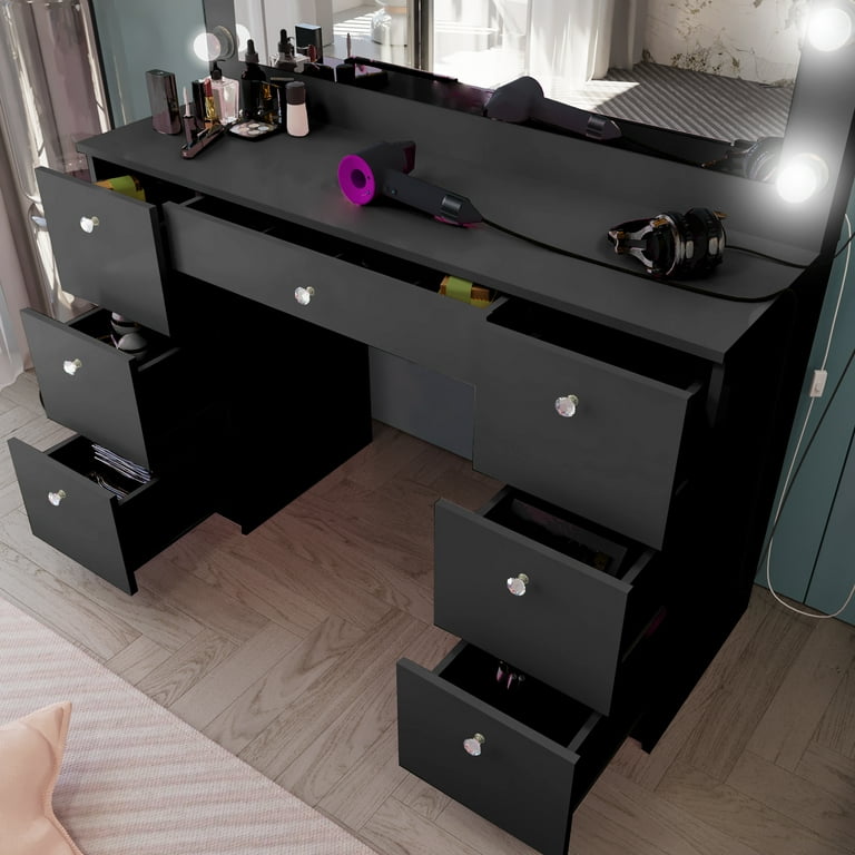 Black vanity sale desk without mirror