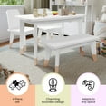 thumbnail image 4 of Buzz & Bloom Kids 4-Piece Wood Table, 2 Chairs, and Bench Seating Set with Rounded Corners, White/Natural, 4 of 15
