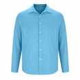 thumbnail image 7 of Ohufall Men's Shirts Cotton Linen Turndown Collar Button Top Long Sleeve Fashion Comfort Casual Tshirts, 7 of 7