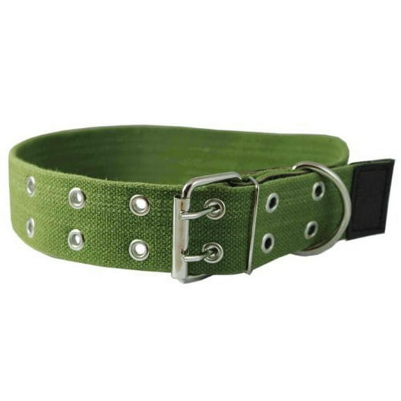 Heavy Duty Cotton Web and Leather Dog Collar 1.75" Wide. Fits 19"-27" Neck XLarge Cane Corso, Rottweiler, Mastiff