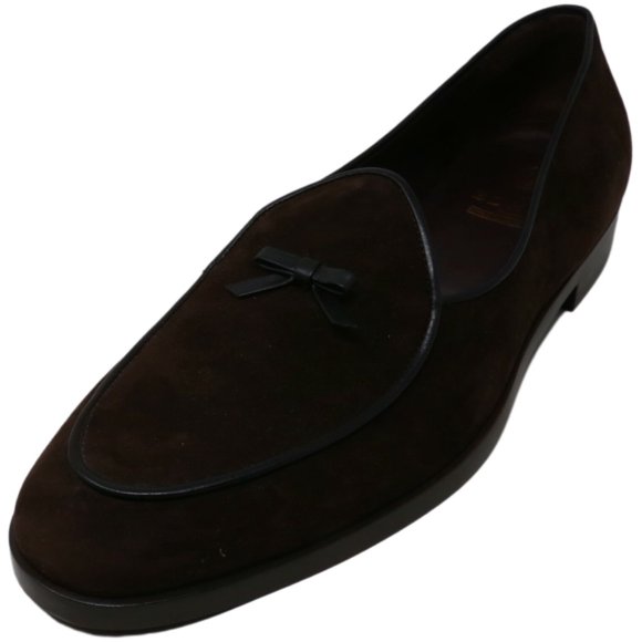 Edhen Men's Kensington Bow Suede Brown Ankle-High Leather Loafers & Slip-On - 9 M