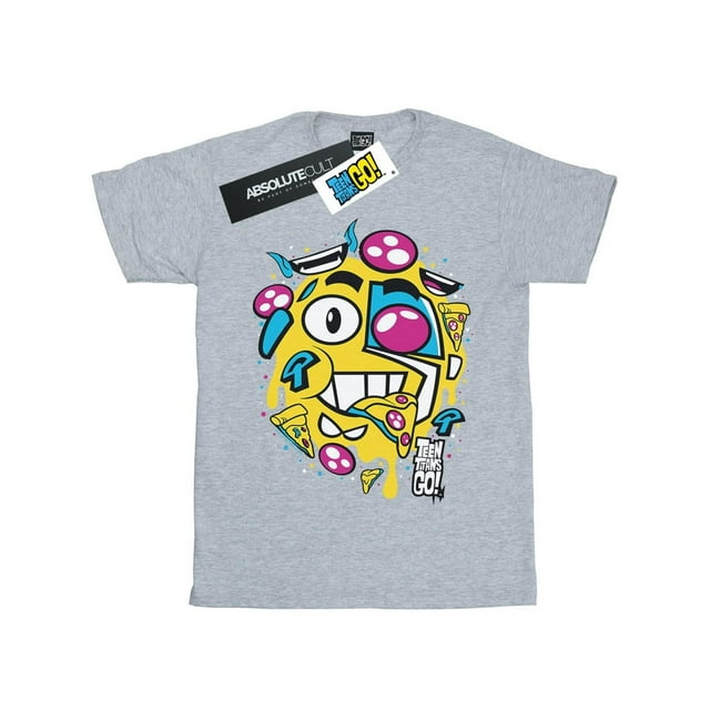 DC Comics T-Shirt Boyfriend en Coton pour Femmes Adolescentes Titans Go Pizza Face