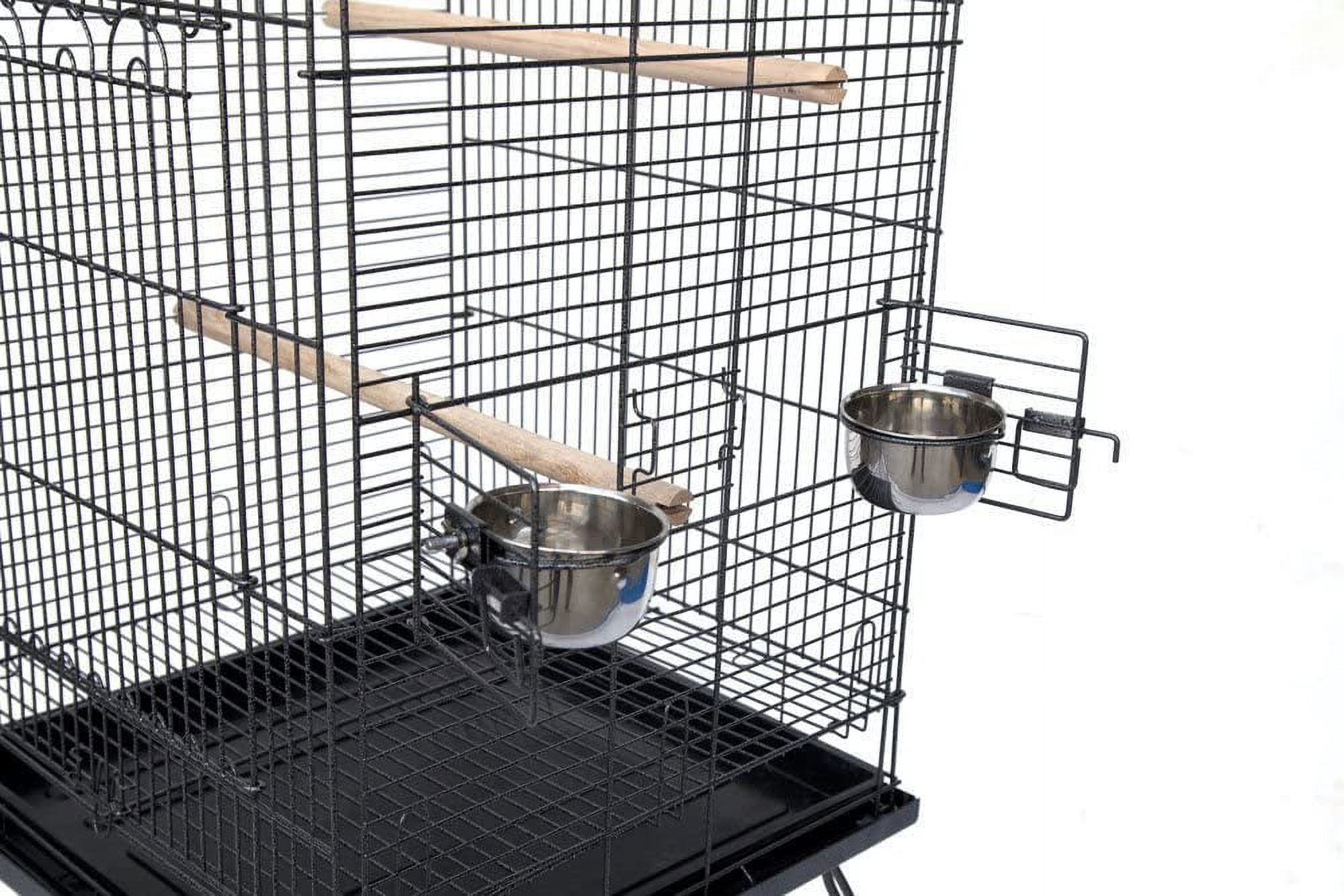 64" Large Rolling Dome Bird Parrot Cage Open Top Perch Quaker With Detachable Stand