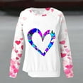 thumbnail image 5 of Craaazy Women's Pink Valentines Shirts Love Heart Graphic Crew Neck Long Sleeve Shirts Gifts, 5 of 7