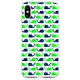 thumbnail image 1 of DistinctInk Clear Shockproof Hybrid Case for iPhone XS Max (6.5" Screen) - TPU Bumper, Acrylic Back, Tempered Glass Screen Protector - Green Navy Cartoon Whales - Cartoon Whales, 1 of 5