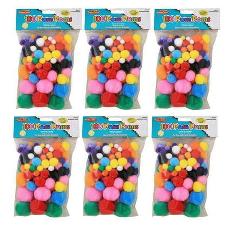 UPC: 0194629002757 | Charles Leonard Pom-Poms Assorted Sizes/Colors 100 Per Bag 6 Bags