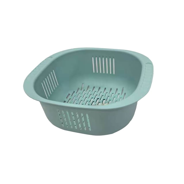 HWRETIE Square Plastic Colander Basket,Kitchen Strainer for Washing Rice,Vegetables and Fruit,Drain Basket for Food Preparation and Storage