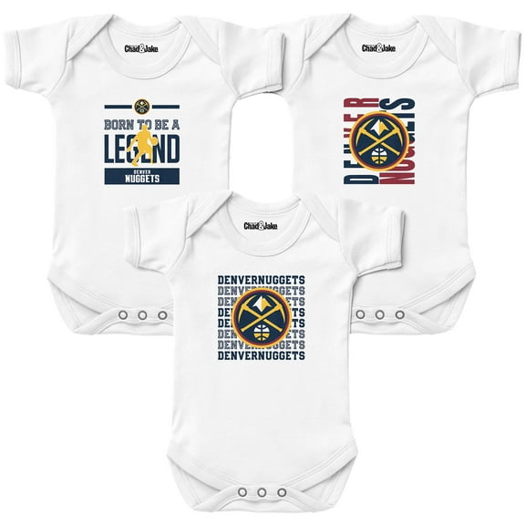 Newborn & Infant Chad & Jake White Denver Nuggets 3-Pack Bodysuit Set