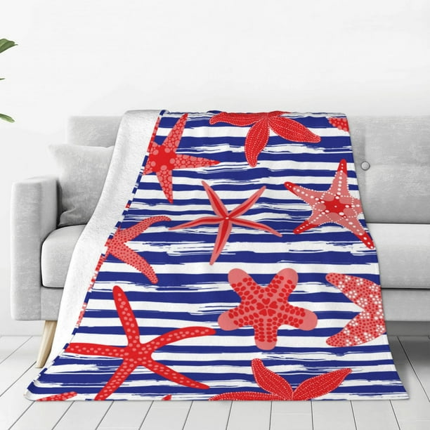 Balery Sea Stars Manta de Felpa Suave y Acogedora – Cobija de Franela Aterciopelada para Cama, Lavable y Cálida para Sofá, Mascotas, Transpirable-80"x60"