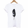 thumbnail image 3 of Leutsin T-Shirt à Col Rond à Manches Courtes pour Femmes, Imprimé Plume, Haut Décontracté, Tee, Blouse, 3 of 6