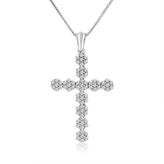 1/3 CTTW 10KT White gold White Diamond cross necklace