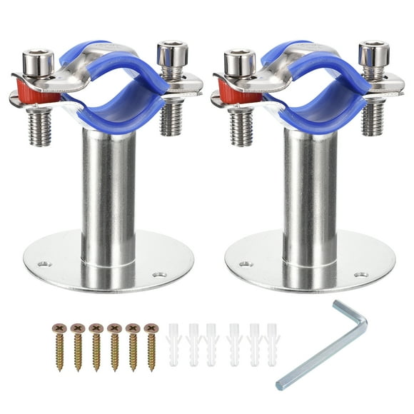 Unique Bargains 2Pack Pipe Supports Adjustable Pipe Bracket Clamp Pipe Strap for 25-27mm Pipe