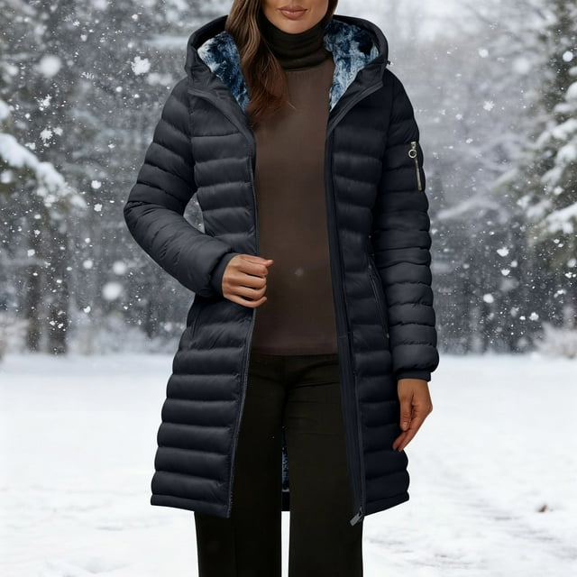 AUNVITO Women's Color Block Hooded Long Sleeve Casual Coat Relaxed Fit Street Style